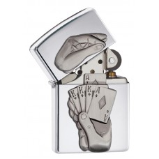 Зажигалка ZIPPO Classic Карты, покрытие High Polish Chrome