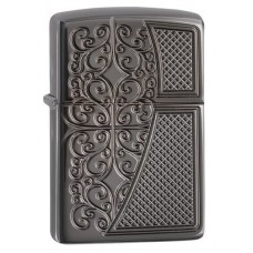 Зажигалка ZIPPO Armor™ с покрытием Black Ice®, латунь/сталь,чёрная, глянцевая, 36x12x56 мм