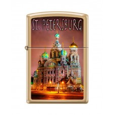 Зажигалка ZIPPO Храм Спаса-на-Крови, латунь/сталь с покрытием High Polish Brass, 36x12x56 мм