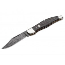 Нож складной 20-20 Classic Damascus - Boker 112021DAM, сталь дамаск Plain, рукоять дерево (мореный дуб), чёрный