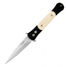 Автоматический складной нож The Don "Tuxedo", Satin Finish 154CM Blade, Black Aluminum Handle with Ivory Micarta Inlays 8.89 см.