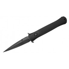 Автоматический складной нож The Don, Solid Black Smooth Aluminum Handle With 3D Pattern Engraved