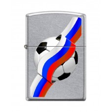 Зажигалка ZIPPO Российский футбол с покрытием Street Chrome™, латунь/сталь, серебристая, 36x12x56 мм