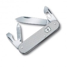 Нож перочинный Victorinox Cadet 0.2600.L1226 84мм 8 фнк с кожаным чехлом алюмин. рукоять серебристый