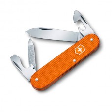 Нож перочинный Victorinox Cadet 0.2600.L1229 84мм 8 фнк с кожаным чехлом алюмин. рукоять оранжевый