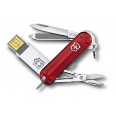 Нож перочинный Victorinox@work 4.6125.TG32B c USB-модулем 32Гб 58мм 8 фнк полупрозрачный красный