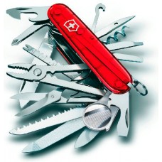 Нож перочинный Victorinox SWISS CHAMP 91мм полупрозрачный красный