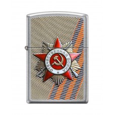 Зажигалка ZIPPO День победы с покрытием Street Chrome™, латунь/сталь, серебристая, 36x12x56 мм