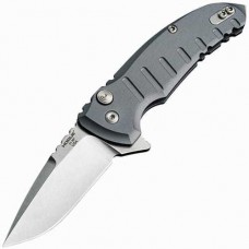 Складной нож X1-Microflip, Stone-Tumbled Crucible CPM® 154 Drop Point Blade, Matte Grey Aluminum Handle