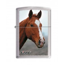 Зажигалка ZIPPO Рыжая лошадь, латунь с покрытием Brushed Chrome, серебристая, матовая, 36x12x56 мм