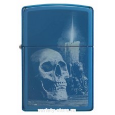 Зажигалка ZIPPO Classic с покрытием High Polish Blue, латунь/сталь, голубая, глянцевая, 36x12x56 мм