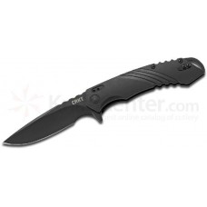 Складной нож Matthew Lerch Design Directive™ Flipper, Black Oxide Finish Drop Point Blade, Black Two Tone GRN Handles