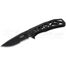 Складной нож Ken Onion Design Gusset™ IKBS® Flipper, Black Oxide Coated Combo Blade, Skeletonized Stainless Steel Handle