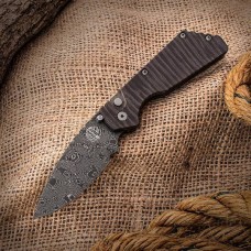 Автоматический складной нож Pro-Strider SnG Auto, Chad Nichols "Black Eye" Stainless Damascus, Flamed Titanium Handles