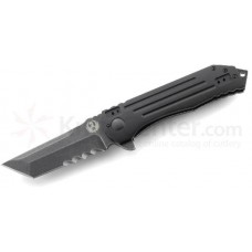 Складной нож Ruger® Knives Robert Carter Design 2-Stage™ Flipper, Blackwashed Combo Blade, Aluminum & Stainless Steel Handle