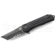 Складной нож Ruger® Knives Robert Carter Design 2-Stage™ Compact Flipper, Blackwashed Combo Blade, Aluminum & Stainless Steel Handle