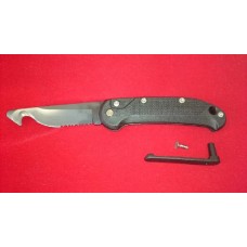 Выкидной нож - стропорез Rescue Tool Black, PVD-Coated Blade 9.0 см.