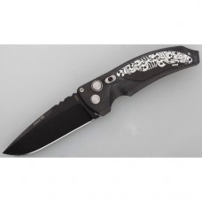 Автоматический складной нож EX-03 Black Drop Point Blade, Custom Skulls & Bones Handle 8.89 см.