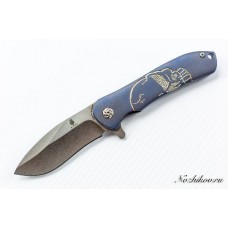 Складной нож Kizer Hustler Skull, сталь CPM-S35VN, рукоять титан