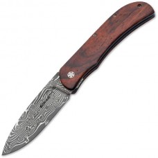 Нож складной Boker Plus Exskelibur I Damascus Cocobolo, дамасская сталь Plain, рукоять дерево, 01BO222DAM