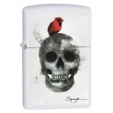 Зажигалка ZIPPO Classic Череп с покрытием White Matte, латунь/сталь, белая, матовая, 36x12x56 мм