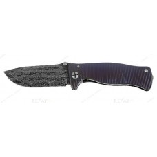 Нож складной SR-1, Solid® Violet Anodized Titanium Handle, Chad Nichols Damascus "Iguana" Pattern