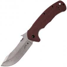 Складной нож Emerson Design CQC-11K KERSHAW 6031, сталь лезвия 8Cr14MoV Stonewashed Clip Point Blade, рукоять G-10/410 сталь, коричневый