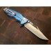 Нож складной KVT® Flipper Rick Hinderer Factory Custom, Two-Tone Black PVD/Satin Finish, Blue Anodized Titanium