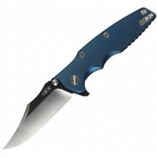 Нож складной KVT® Flipper Rick Hinderer Factory Custom, Two-Tone Black PVD/Satin Finish, Blue Anodized Titanium