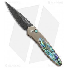 Автоматический складной нож Newport, Bronze Anodized Titanium Handle w/ Abalone Inlay, Chad Nichols Damascus