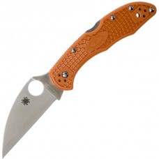 Нож складной Delica 4 Lightweight Spyderco 11FPWCBORE, сталь HAP40/SUS410 Satin Plain Wharncliffe, рукоять термопластик FRN, оранжевый