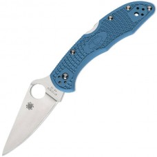 Складной нож Spyderco Delica 4 Flat Ground - 11FPBL, сталь VG-10 Satin Plain, рукоять термопластик FRN, синий