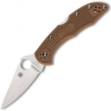 Складной нож Spyderco Delica 4 Flat Ground - 11FPBN, сталь VG-10 Satin Plain, рукоять термопластик FRN, коричневый