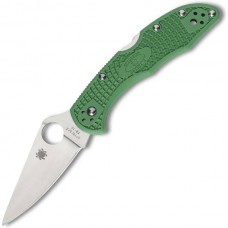 Складной нож Spyderco Delica 4 Flat Ground - 11FPGR, сталь VG-10 Satin Plain, рукоять термопластик FRN, зелёный