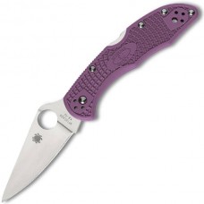 Складной нож Spyderco Delica 4 Flat Ground - 11FPPR, сталь VG-10 Satin Plain, рукоять термопластик FRN, фиолетовый