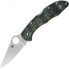 Нож складной Delica 4 Lightweight Spyderco 11ZFPGR, сталь VG-10 Satin Plain, рукоять термопластик FRN, (Zoom Green) зелёный