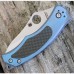 Нож складной Vrango Spyderco 201TIBLP, сталь CPM® S30V Satin Plain, рукоять титан/карбон, синий