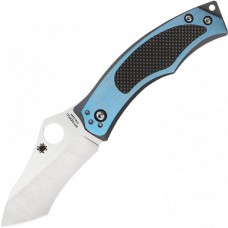 Нож складной Vrango Spyderco 201TIBLP, сталь CPM® S30V Satin Plain, рукоять титан/карбон, синий