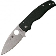 Складной нож Spyderco Shaman 229GS, сталь CPM® S30V™ Stonewash Serrated, рукоять стеклотекстолит G10, чёрный