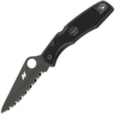 Нож складной Pacific Salt Spyderco 91SBBK, сталь H1 Black Carbonitride Serrated, рукоять термопластик FRN, чёрный