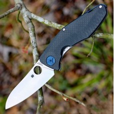 Нож складной Drunken Spyderco C235CFTIP, сталь Crucible CPM® S90V™ Satin Plain, рукоять титан/карбон, чёрно-серый