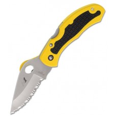 Нож складной Snap-It™ Salt™ Spyderco C26SYL, сталь H1 Satin Serrated (SpyderEdge™), рукоять термопластик FRN, жёлтый