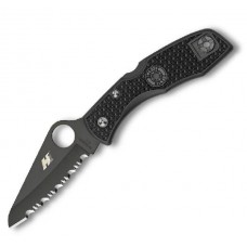 Складной нож Salt 1 - Spyderco C88SBBK, сталь H-1 Black Titanium Nitride Serrated, рукоять термопластик FRN, чёрный