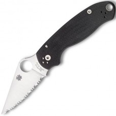 Нож складной Para 3 - Spyderco 223GS, сталь Crucible CPM® S30V™ Satin Serrated, рукоять стеклотекстолит G10, чёрный