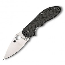 Нож складной Domino - Spyderco 172CFTIP, сталь CTS® XHP Satin Plain, рукоять титан/стеклотекстолит G10/карбон, чёрный