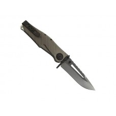 Полуавтоматический складной нож Quake XL, Flat Dark Earth Anodized Aluminum Handle, 2-Tone Finish VG-10 Blade