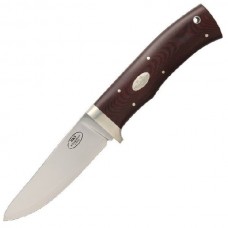 Нож с фиксированным клинком HK9L Hunting Knife, Maroon Micarta (3G - Steel, Satin Blade, Leather Sheath) 9.0 см.