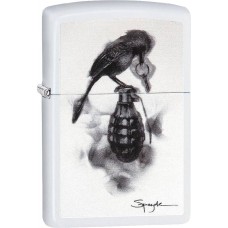 Зажигалка ZIPPO Classic Чека с покрытием White Matte, латунь/сталь, белая, матовая, 36x12x56 мм